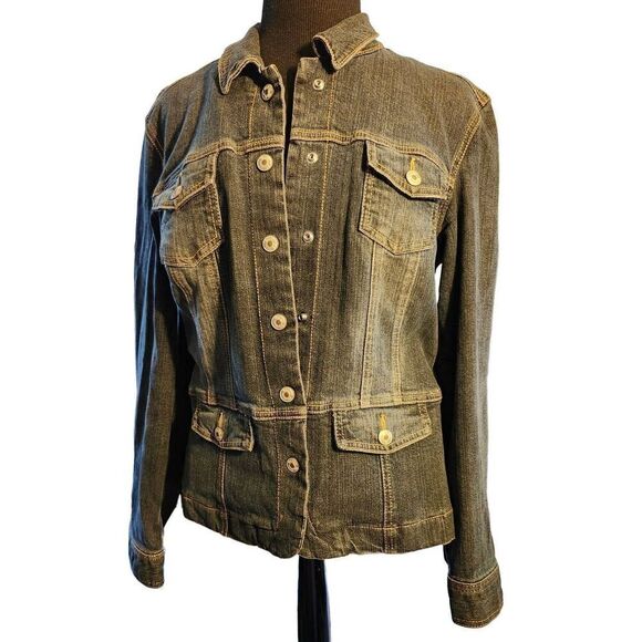 LA Blues  Denim Blue Jean Medium Wash Long Sleeve  Jacket Size XL - Picture 1 of 4